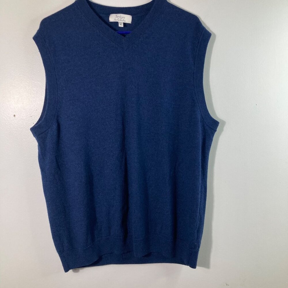 Mens Turnbury V Neck Extra Fine Merino Wool‎ Sweater Vest Navy XL